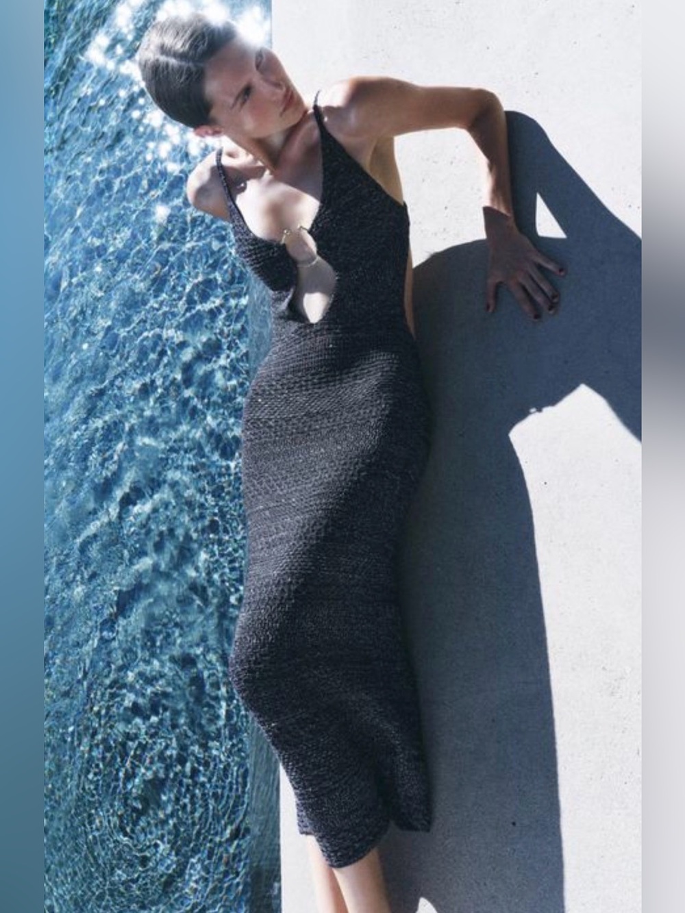 ZARA Women's Cut Out Ring Knit Dress Midnight Blue Size L NWT REF 2756/103/490